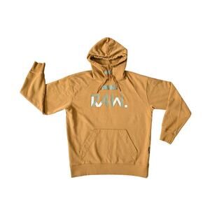 G-Star Raw Hoodie Mens L Mustard Green Graphic Logo Cotton Soft Streetwear